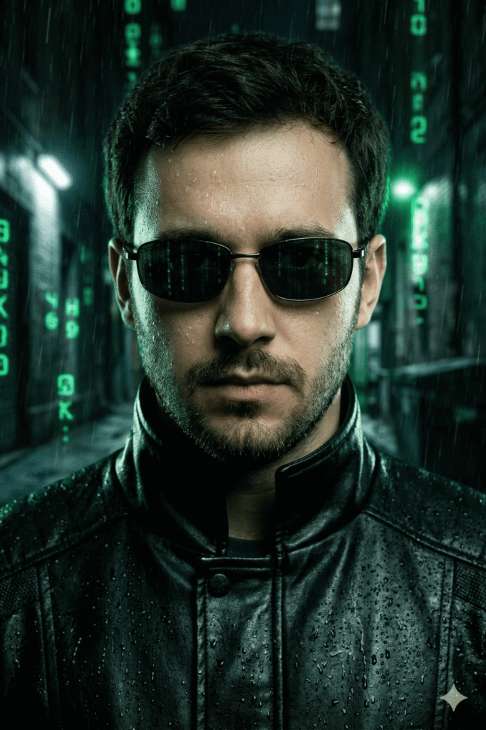 Matrix Evrenine Adım Atın: Neo’nun Dünyasında Sizin Portreniz AI promptu