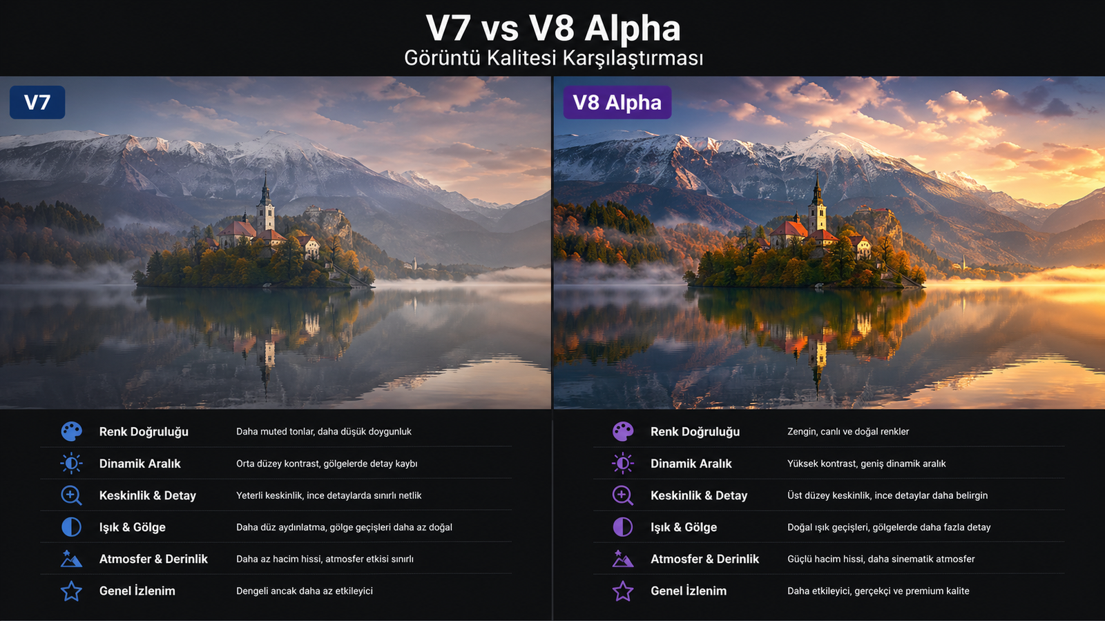 Midjourney V7 ve V8 Alpha görsel kalite karşılaştırması