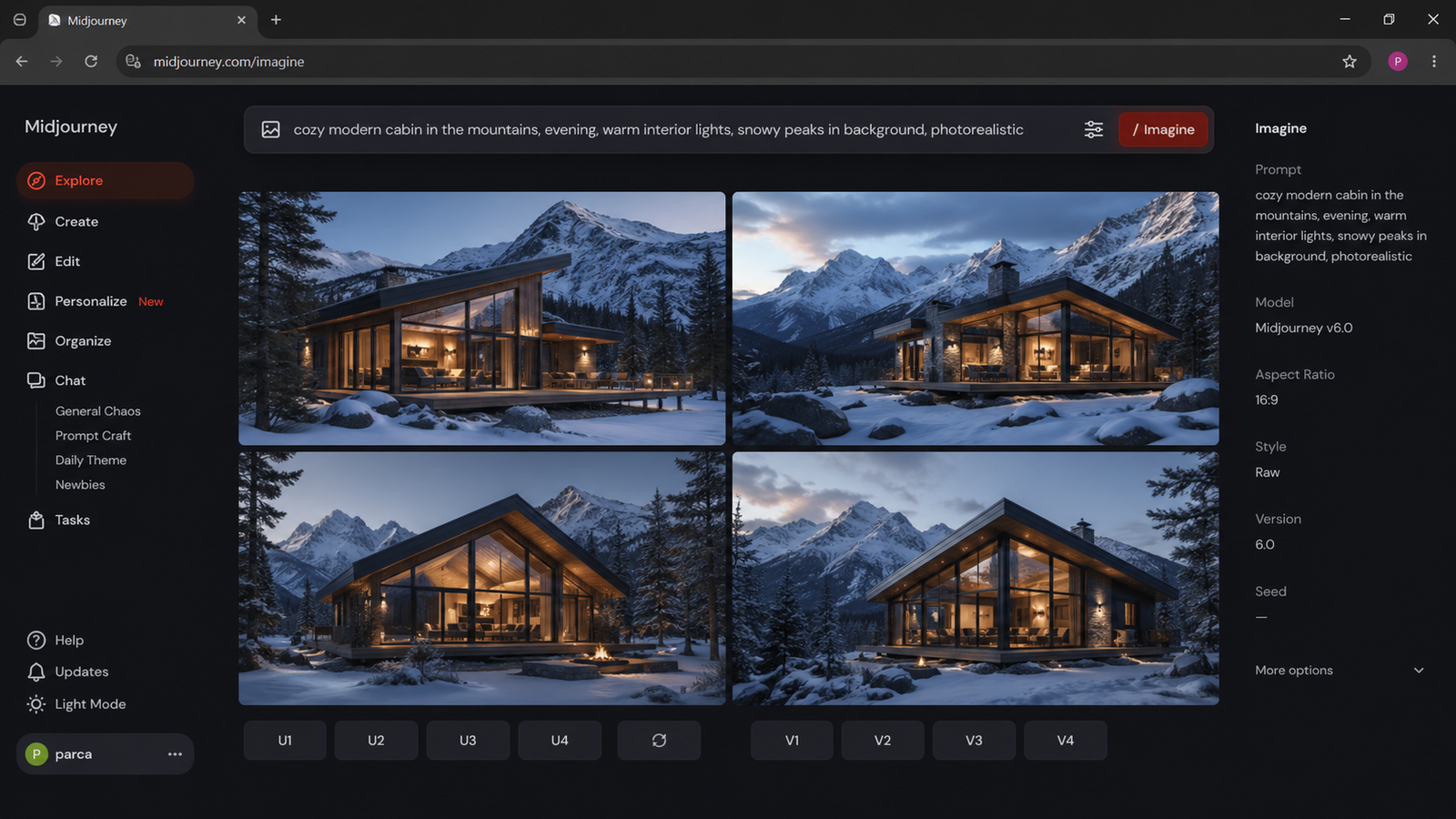 Midjourney web arayüzü prompt girişi ve görsel üretme ekranı