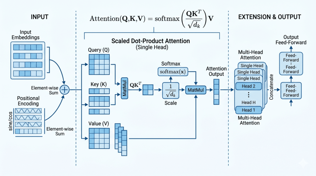 yapay zeka attention mekanizması QKV diyagramı